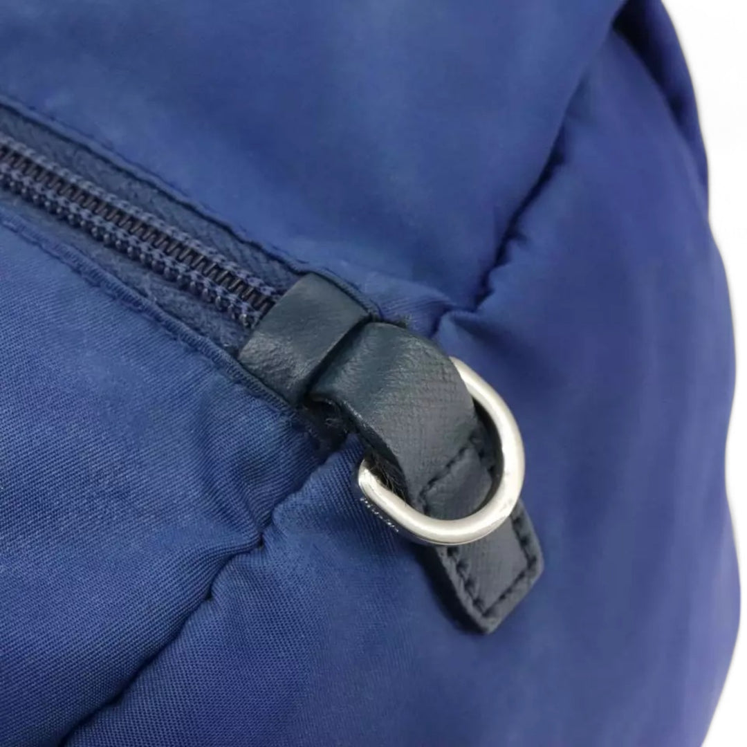 Prada Handbag Nylon 2way Blue Silver Women's Bag with Shoulder Strap
