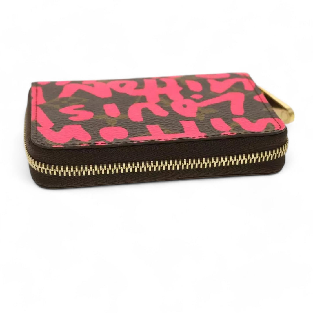 Louis Vuitton Monogram Graffiti Zippy Coin Purse Fuchsia Women's Wallet Brown Pink