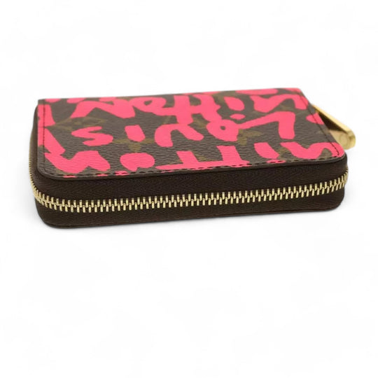 Louis Vuitton Monogram Graffiti Zippy Coin Purse Fuchsia Women's Wallet Brown Pink