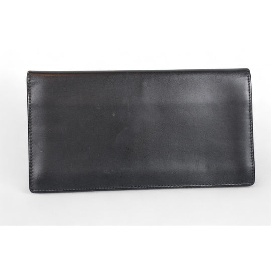 Dunhill Black Mens Long Wallet Gold Trim Classic Leather Fashion Accessory