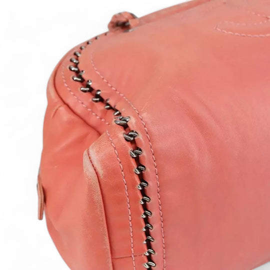 Chanel Coco Mark Chain Handbag Leather Pink Silver Women's Bag