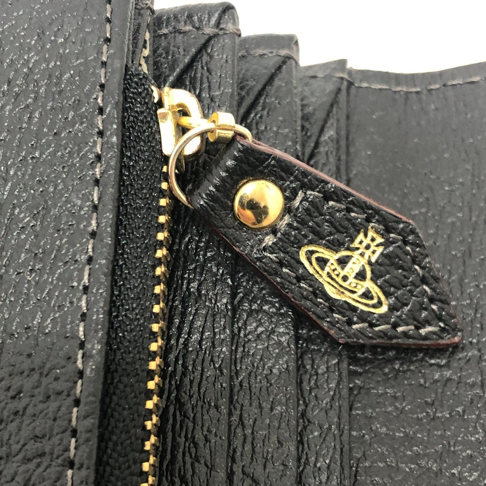 Vivienne Westwood Long Wallet Purse leather black Orb Women Used Authentic