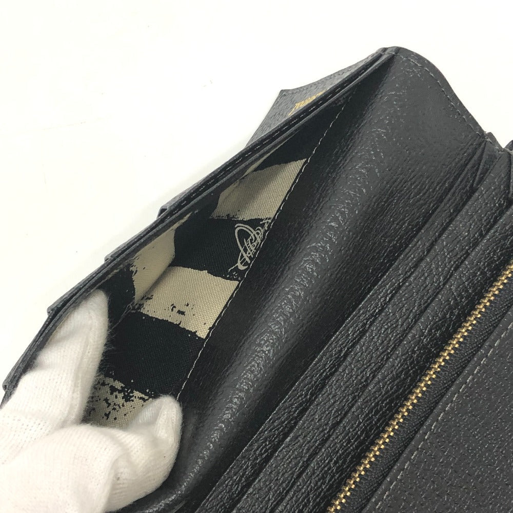 Vivienne Westwood Long Wallet Purse leather black Orb Women Used Authentic