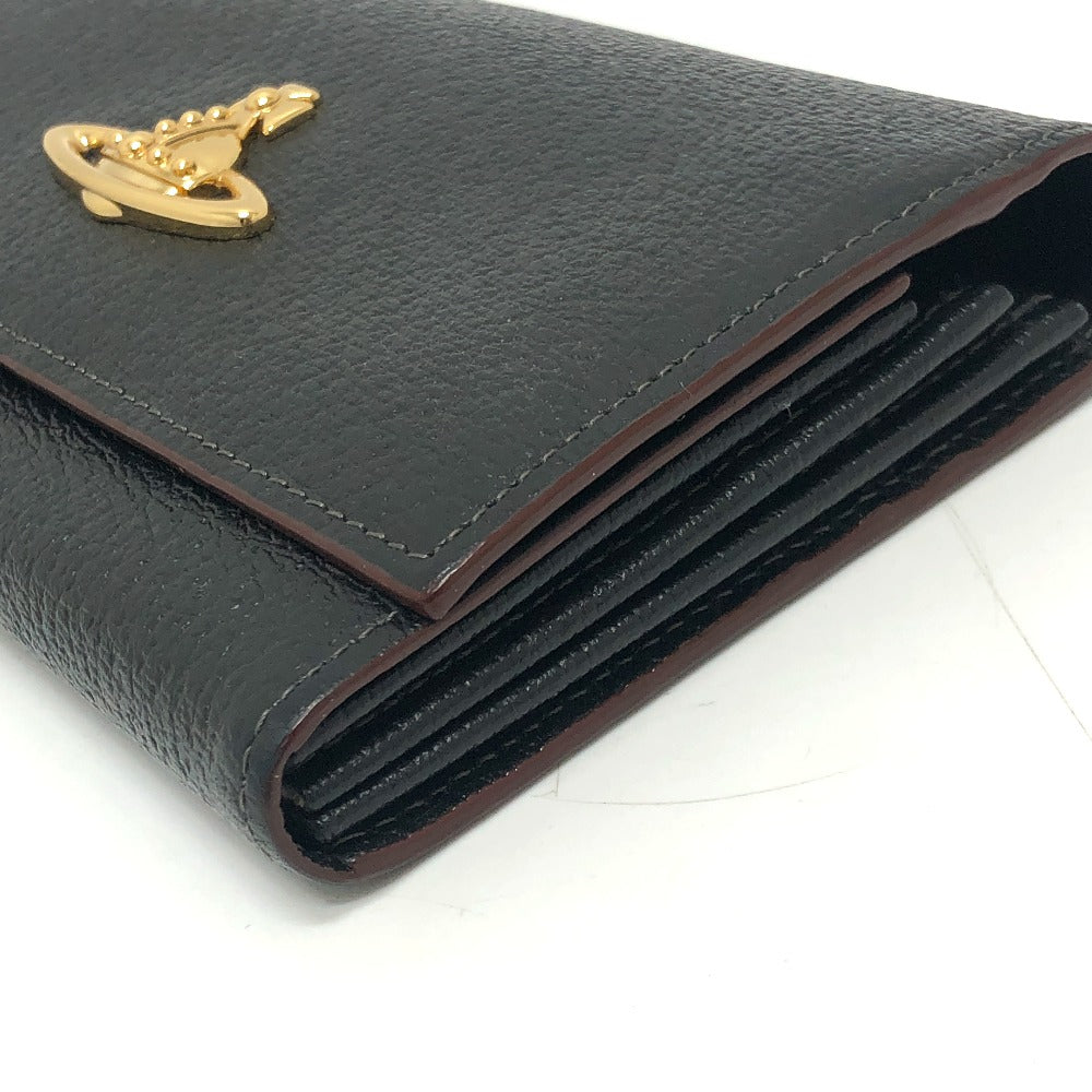Vivienne Westwood Long Wallet Purse leather black Orb Women Used Authentic