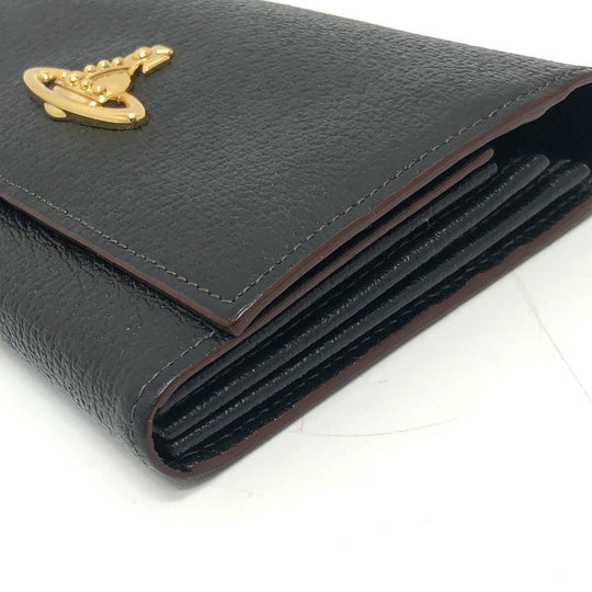 Vivienne Westwood Long Wallet Purse leather black Orb Women Used Authentic