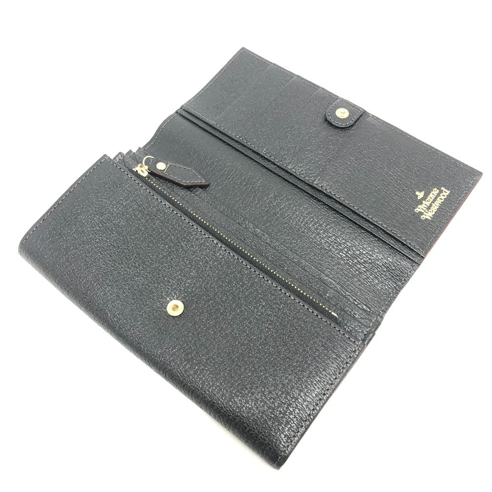 Vivienne Westwood Long Wallet Purse leather black Orb Women Used Authentic