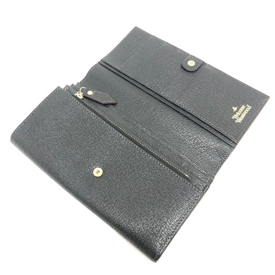 Vivienne Westwood Long Wallet Purse leather black Orb Women Used Authentic