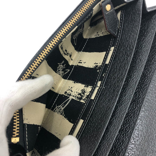 Vivienne Westwood Long Wallet Purse leather black Orb Women Used Authentic