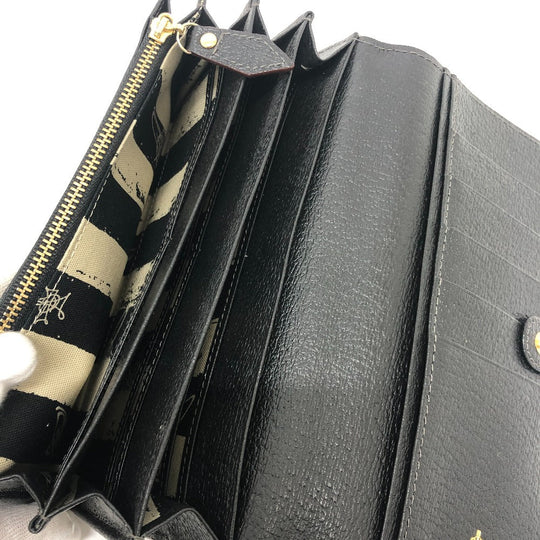 Vivienne Westwood Long Wallet Purse leather black Orb Women Used Authentic