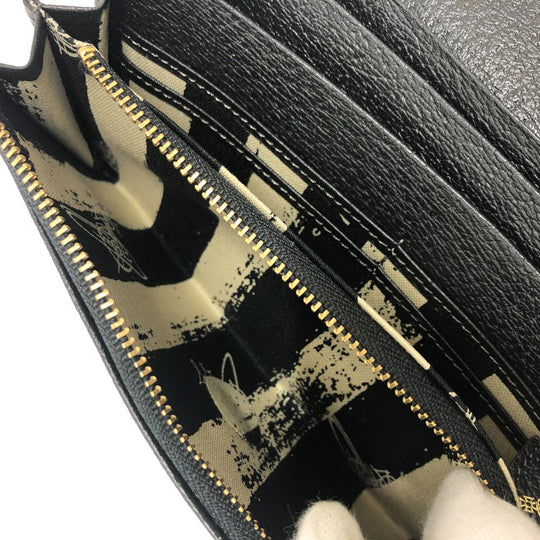 Vivienne Westwood Long Wallet Purse leather black Orb Women Used Authentic