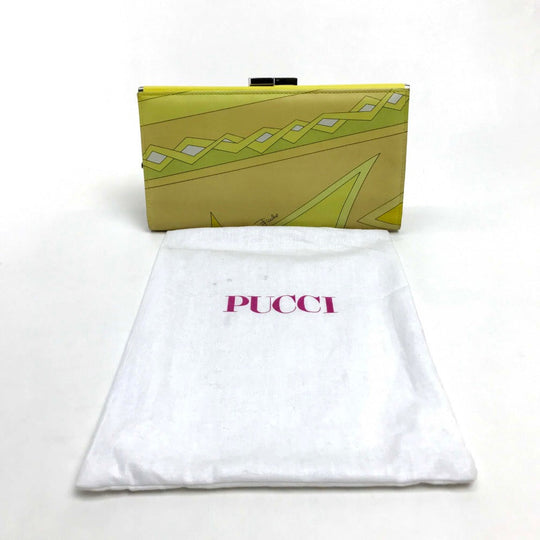 Emilio Pucci Long Wallet Purse leather Yellow type Gamaguchi Women Used Authentic