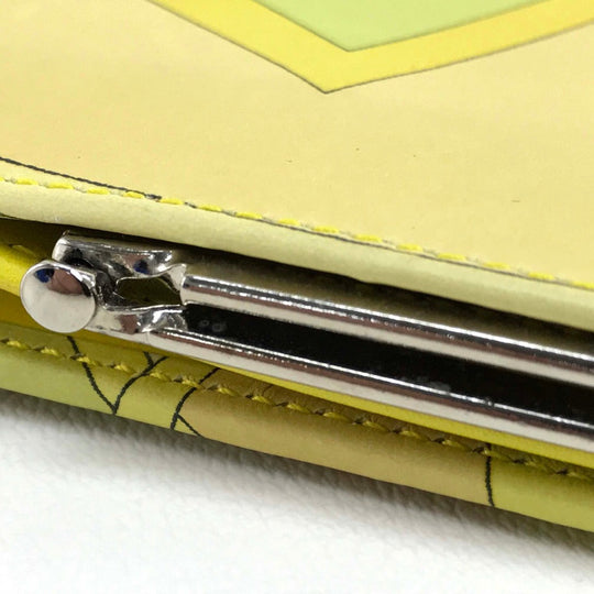 Emilio Pucci Long Wallet Purse leather Yellow type Gamaguchi Women Used Authentic