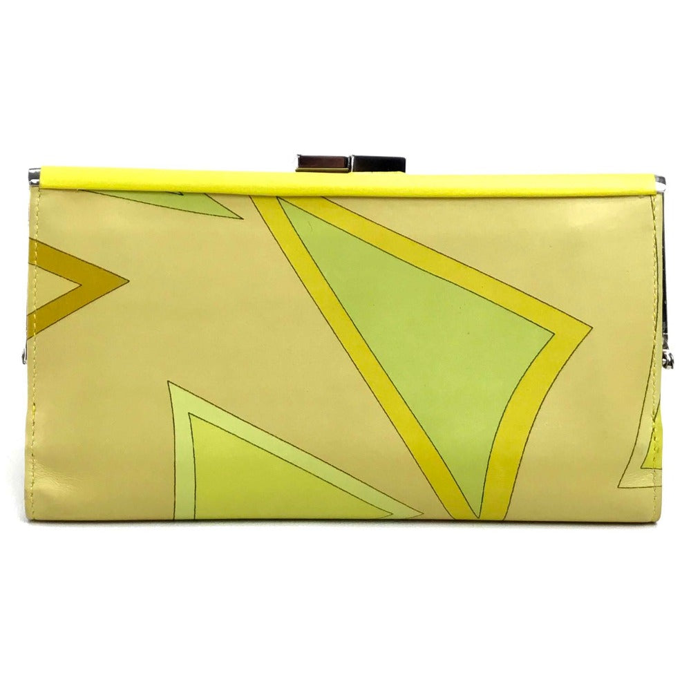 Emilio Pucci Long Wallet Purse leather Yellow type Gamaguchi Women Used Authentic