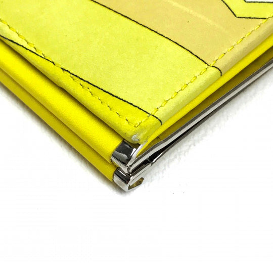 Emilio Pucci Long Wallet Purse leather Yellow type Gamaguchi Women Used Authentic