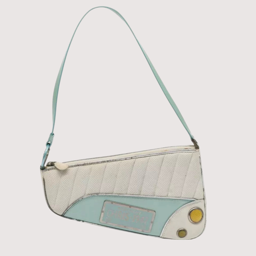 Christian Dior Cadillac Shoulder Bag Leather White Vintage Women's Handbag