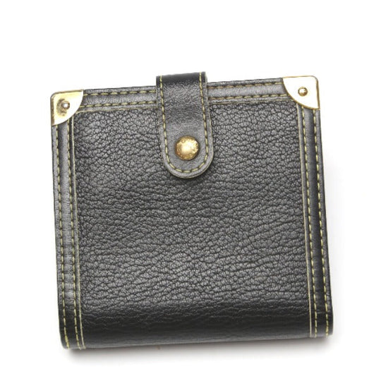 LOUIS VUITTON Bifold Wallet M91828 leather black Fastener Coin Pocket Suhari Compact zip mens(Unisex) Used Authentic
