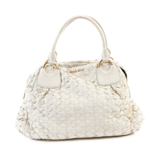 MIUMIU Handbag others white MIUMIU Mew Mew SACCA 2 MANICI Women Used Authentic