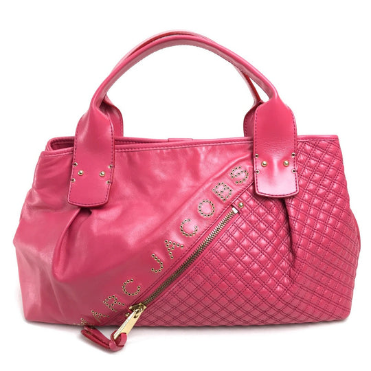 MARC JACOBS Tote Bag leather pink logo quilting Women Used Authentic