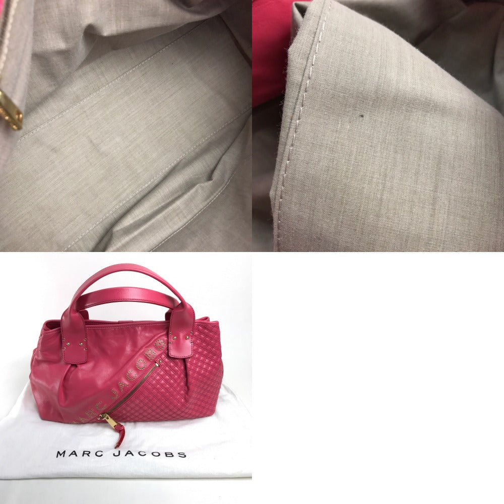 MARC JACOBS Tote Bag leather pink logo quilting Women Used Authentic