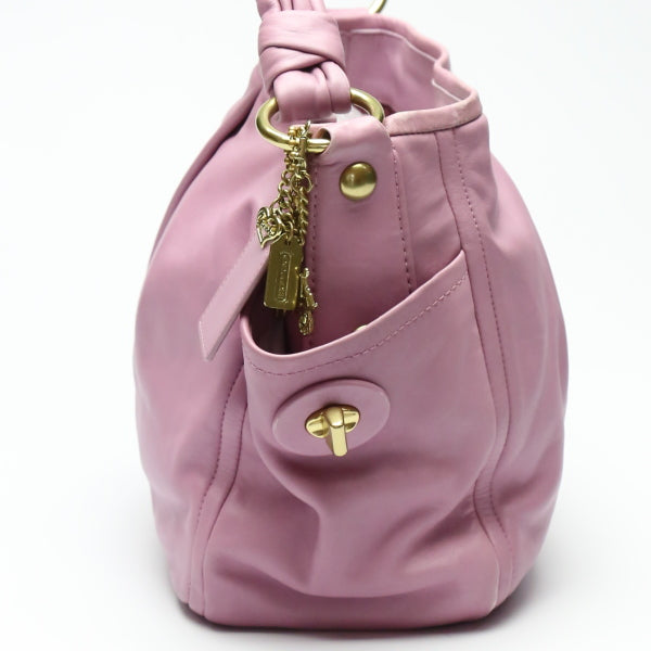 COACH Tote Bag 13412 leather purple Shoulder Bag Calfskin Women Used Authentic