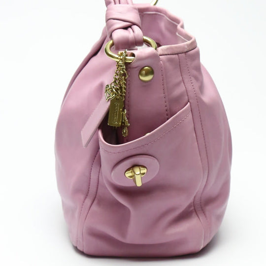 COACH Tote Bag 13412 leather purple Shoulder Bag Calfskin Women Used Authentic