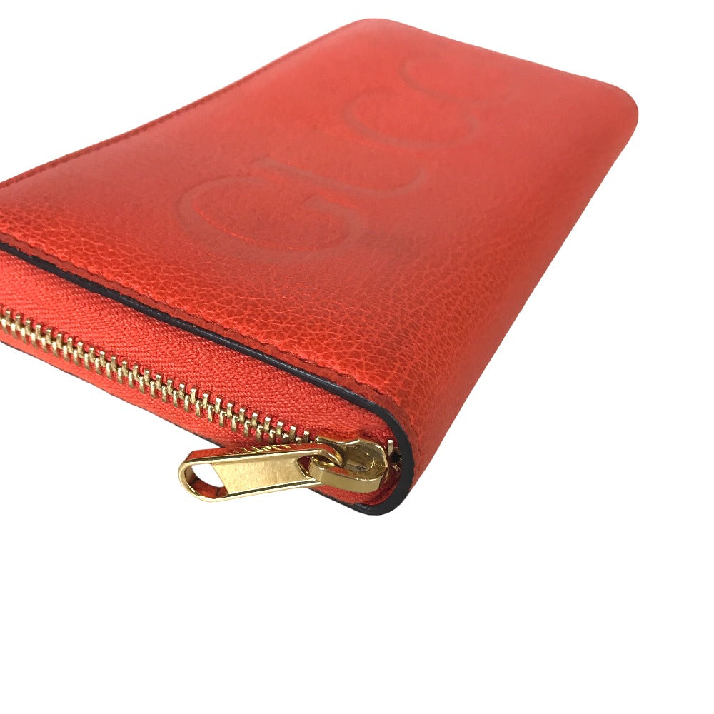 GUCCI Long Wallet Purse 658691 525040 leather Orange Round zip Embossed logo