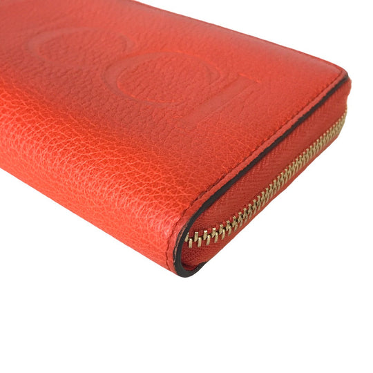 GUCCI Long Wallet Purse 658691 525040 leather Orange Round zip Embossed logo