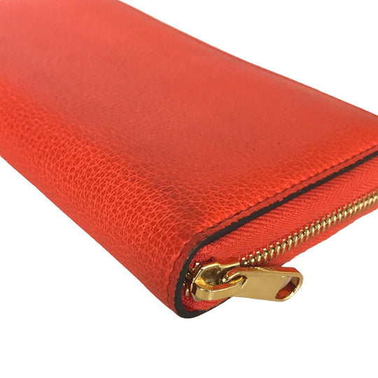 GUCCI Long Wallet Purse 658691 525040 leather Orange Round zip Embossed logo