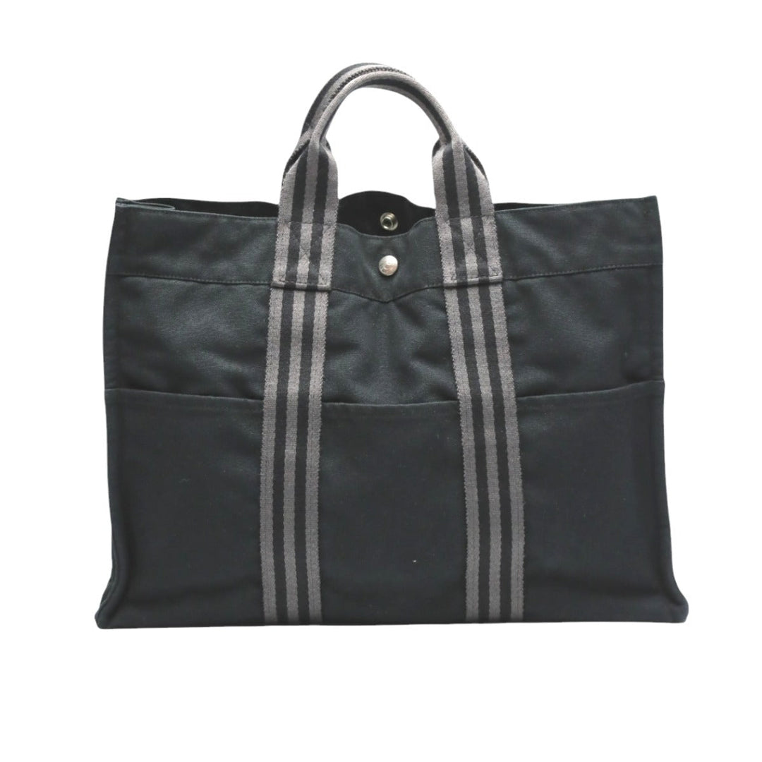 HERMES Tote Bag cotton black Tote Bag Fool ToeMM Her Line Women(Unisex) Used Authentic