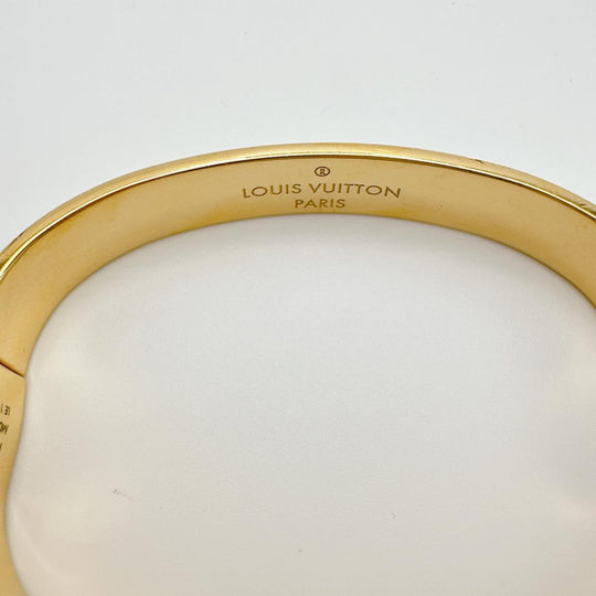 LOUIS VUITTON bracelet M00251 Gold Plated gold Cuff nanogram Monogram S size Women Used Authentic