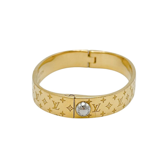 LOUIS VUITTON bracelet M00251 Gold Plated gold Cuff nanogram Monogram S size Women Used Authentic