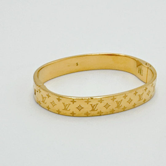 LOUIS VUITTON bracelet M00251 Gold Plated gold Cuff nanogram Monogram S size Women Used Authentic