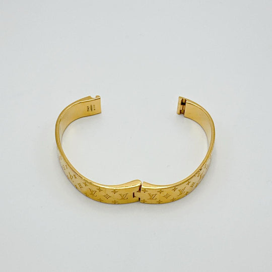 LOUIS VUITTON bracelet M00251 Gold Plated gold Cuff nanogram Monogram S size Women Used Authentic