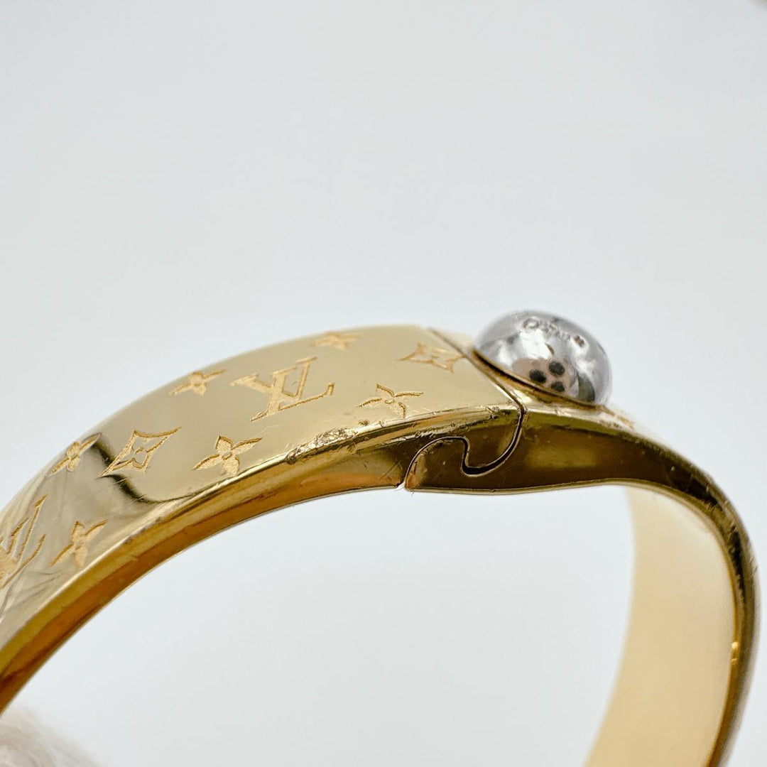 LOUIS VUITTON bracelet M00251 Gold Plated gold Cuff nanogram Monogram S size Women Used Authentic
