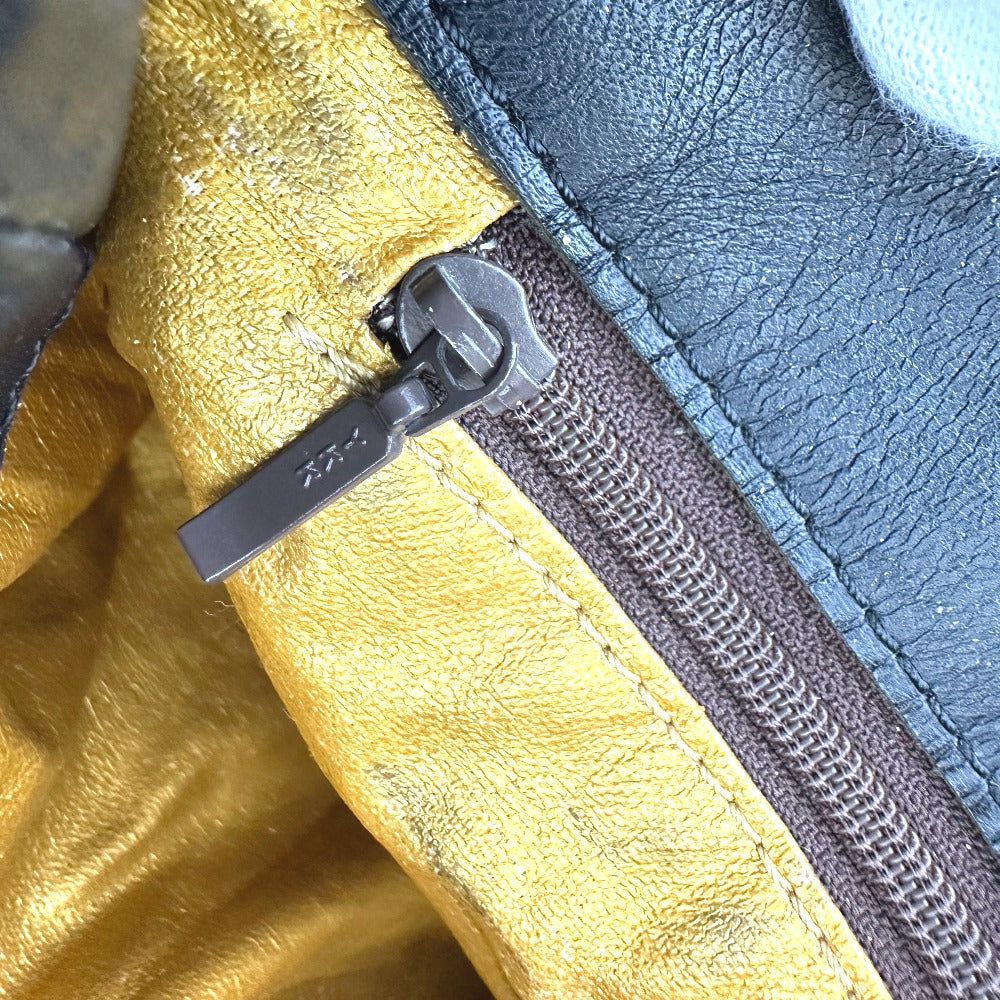 VERSACE Shoulder Bag Leather / PVC yellow vintage leopard drawstring leopard print leopard Women Used Authentic