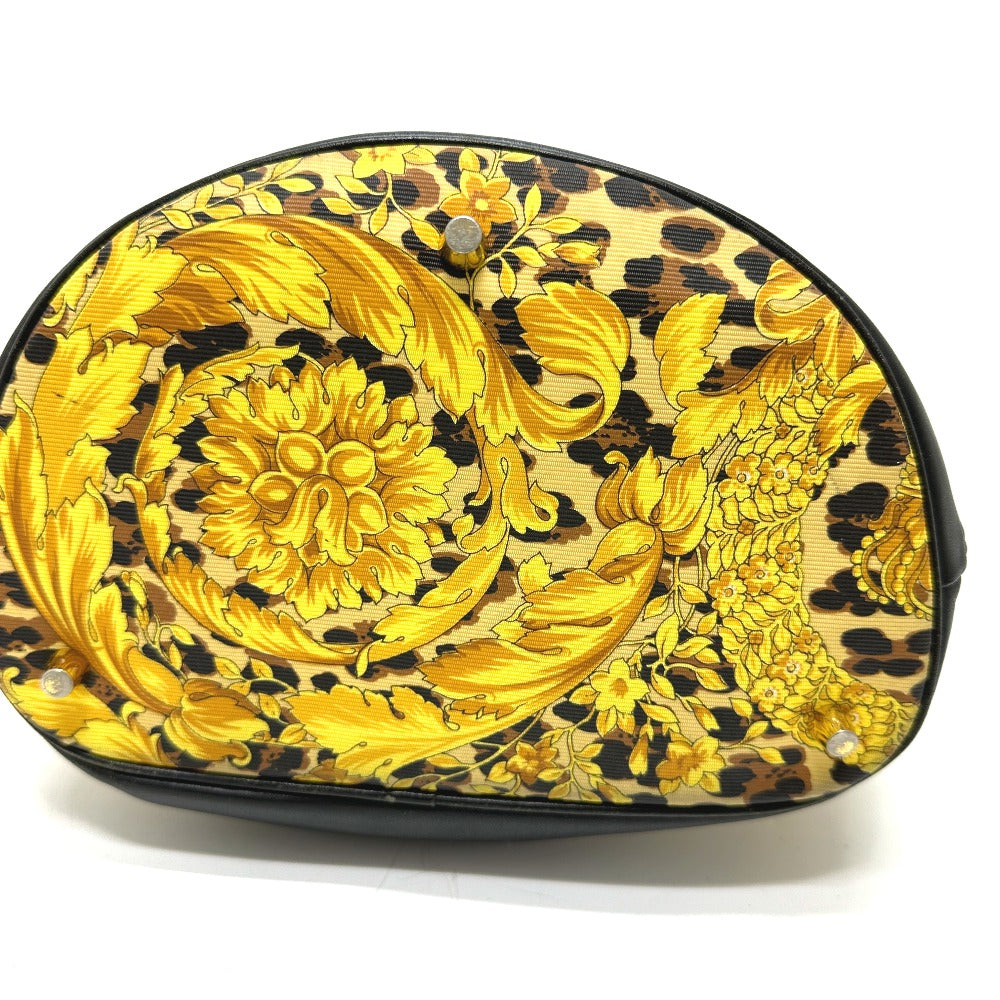 VERSACE Shoulder Bag Leather / PVC yellow vintage leopard drawstring leopard print leopard Women Used Authentic