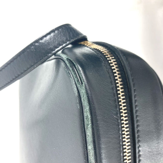 VERSACE Shoulder Bag leather black V logo Greca mens Used Authentic