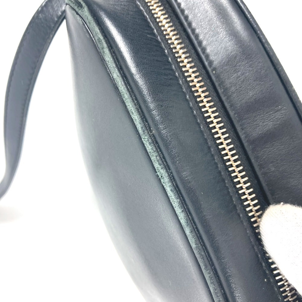 VERSACE Shoulder Bag leather black V logo Greca mens Used Authentic