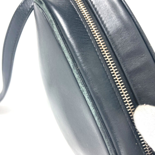 VERSACE Shoulder Bag leather black V logo Greca mens Used Authentic