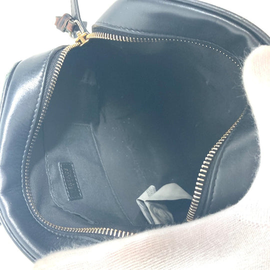 VERSACE Shoulder Bag leather black V logo Greca mens Used Authentic