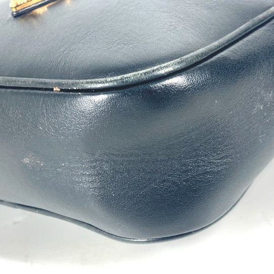 VERSACE Shoulder Bag leather black V logo Greca mens Used Authentic