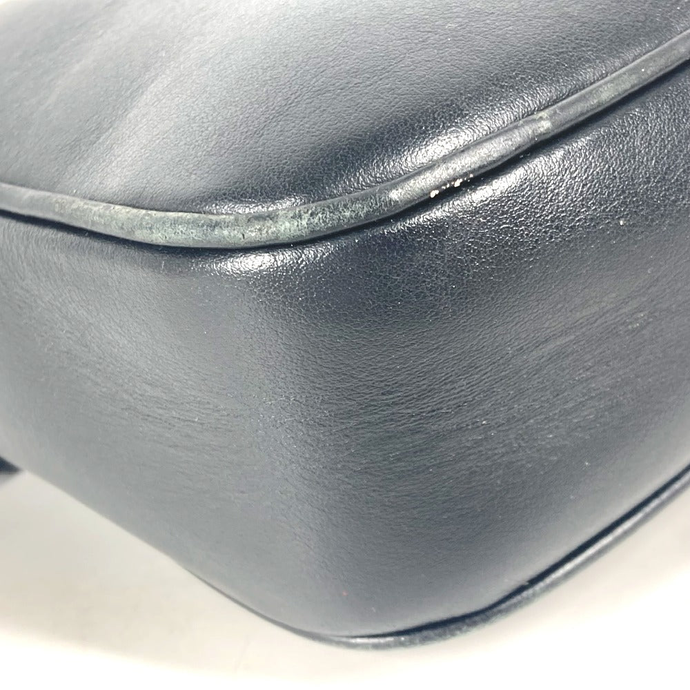 VERSACE Shoulder Bag leather black V logo Greca mens Used Authentic