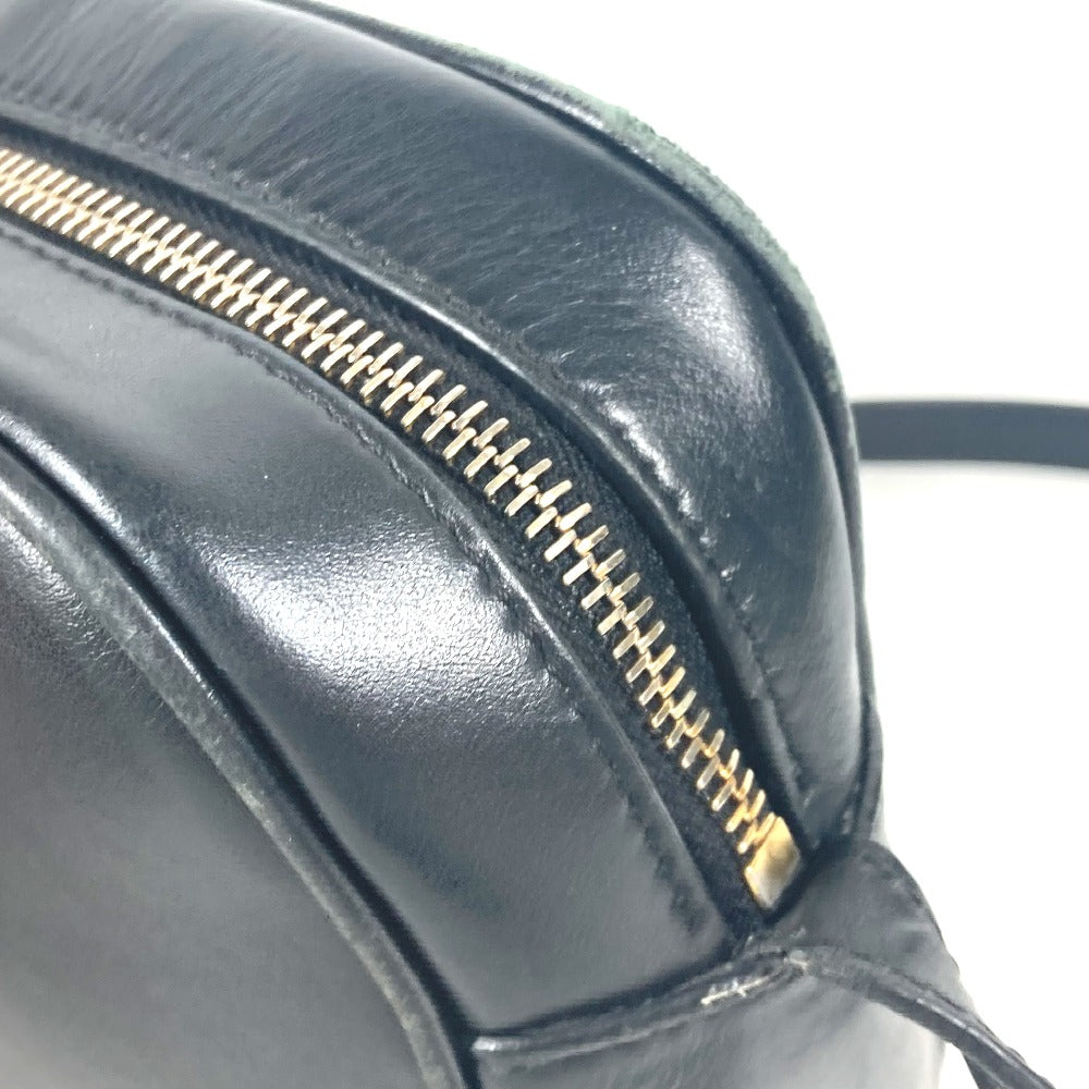 VERSACE Shoulder Bag leather black V logo Greca mens Used Authentic