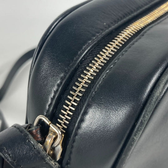 VERSACE Shoulder Bag leather black V logo Greca mens Used Authentic