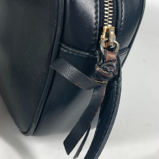 VERSACE Shoulder Bag leather black V logo Greca mens Used Authentic