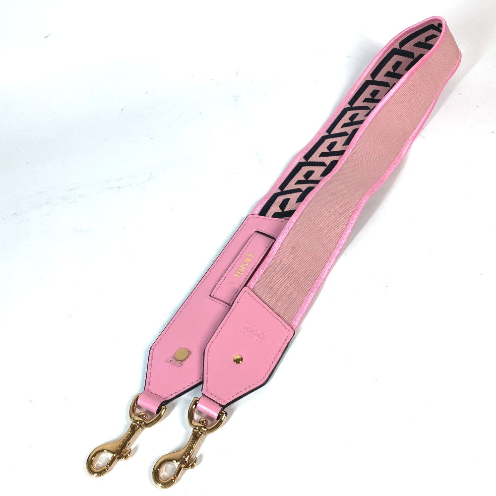 VERSACE Shoulder strap Canvas / leather pink logo Women Used Authentic