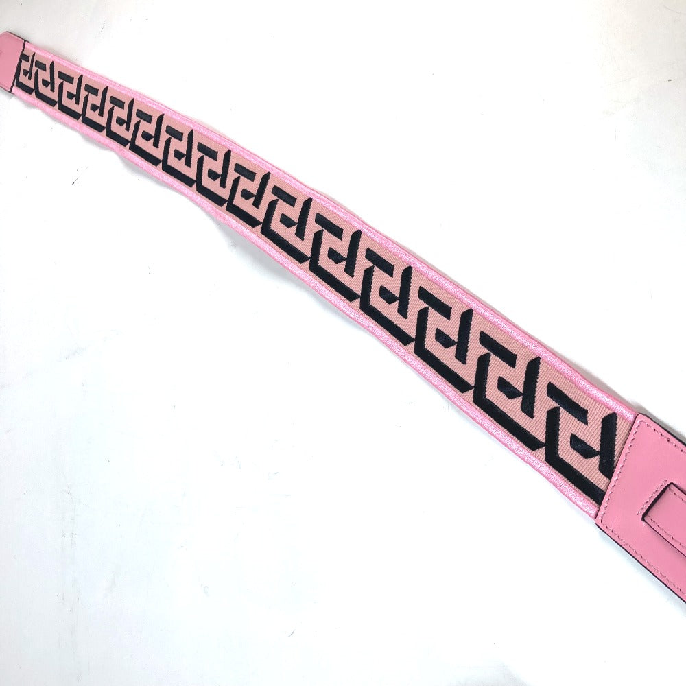 VERSACE Shoulder strap Canvas / leather pink logo Women Used Authentic
