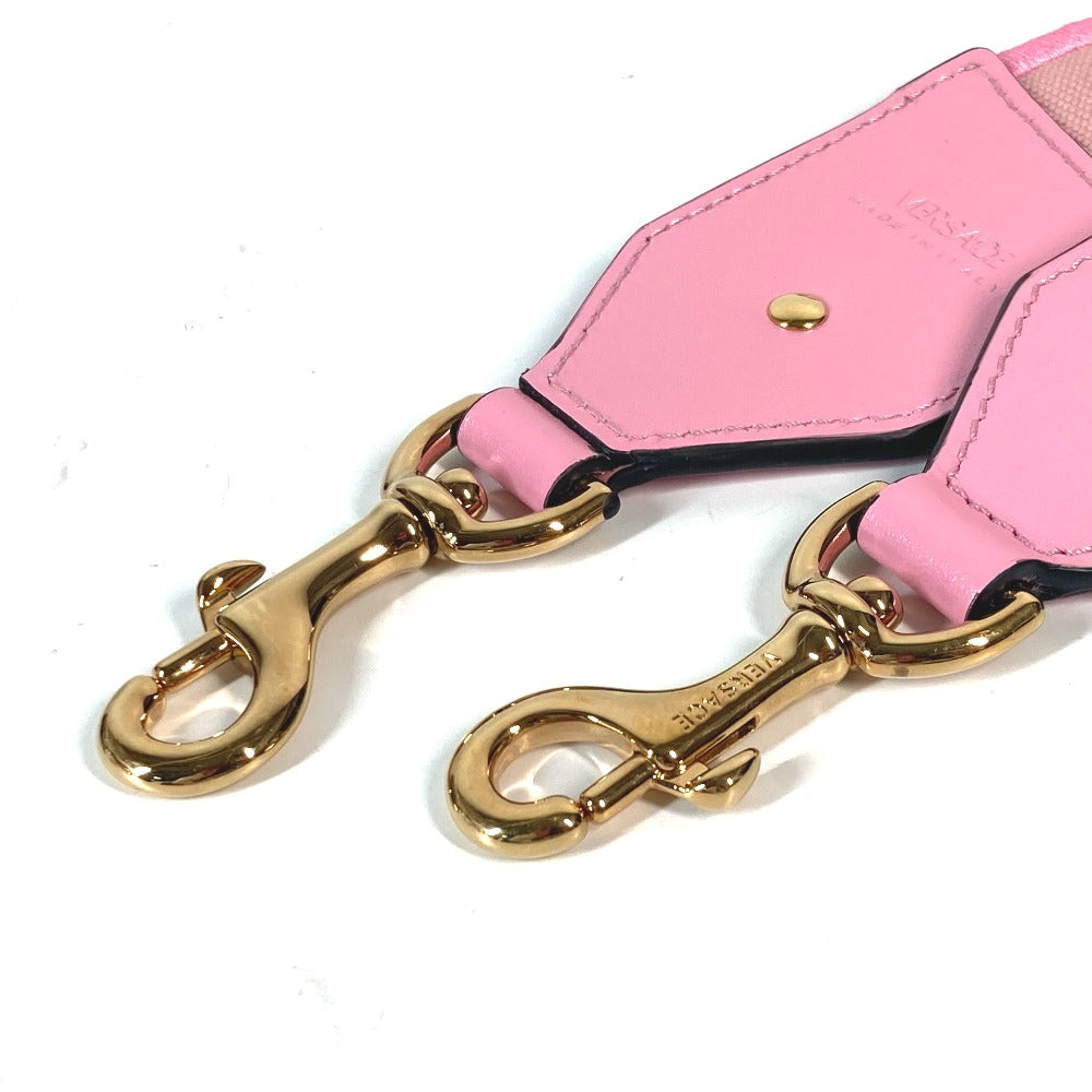 VERSACE Shoulder strap Canvas / leather pink logo Women Used Authentic