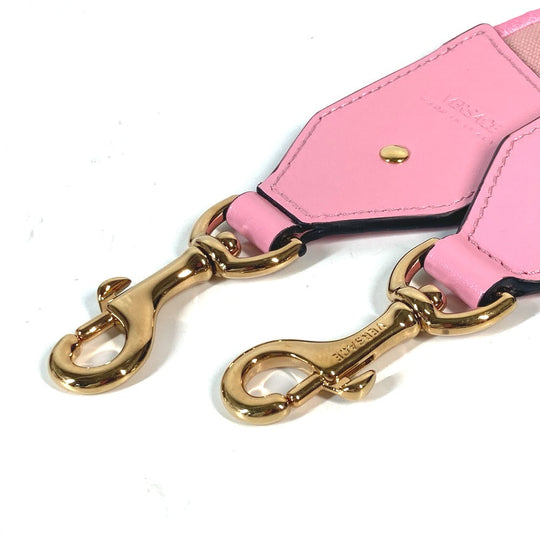 VERSACE Shoulder strap Canvas / leather pink logo Women Used Authentic