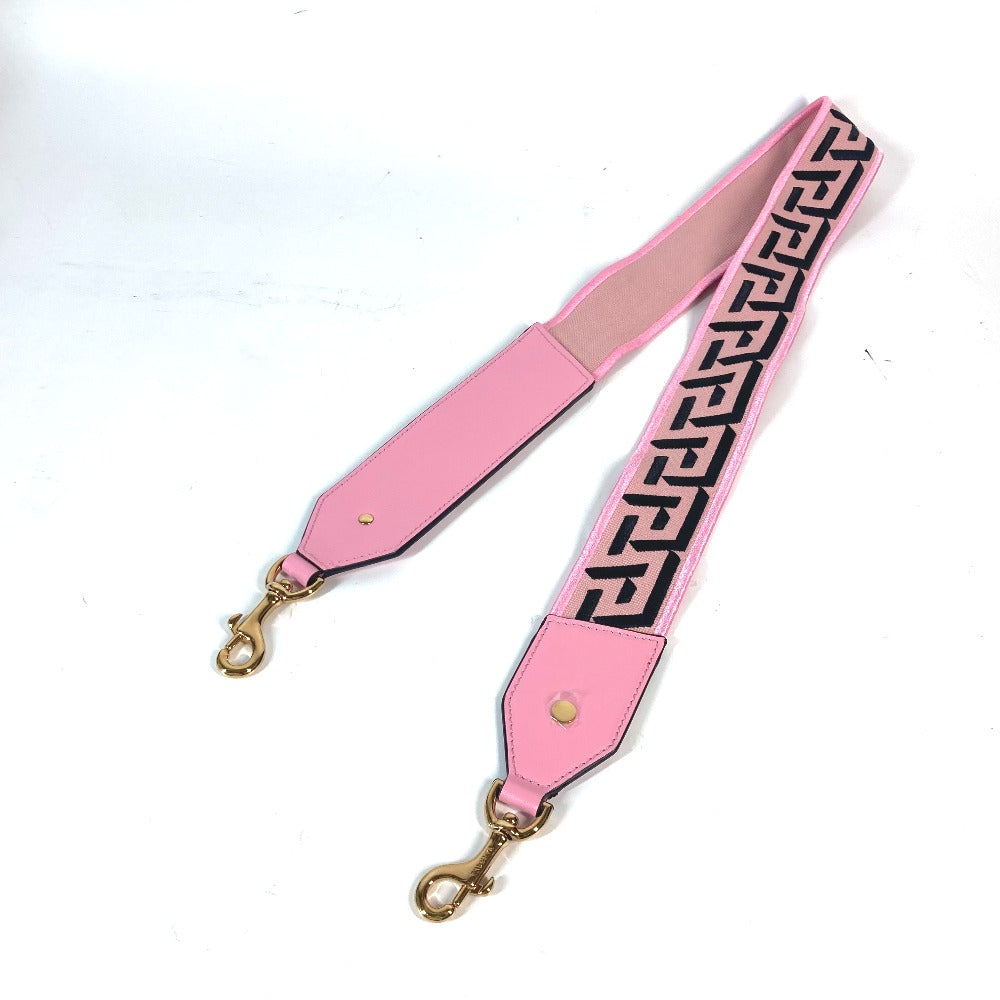 VERSACE Shoulder strap Canvas / leather pink logo Women Used Authentic